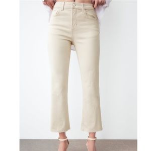 Zara High Rise Mini Flare White Jeans